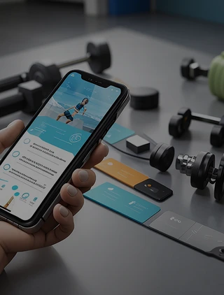 Stock photograph of a fitness and meal-planning app.